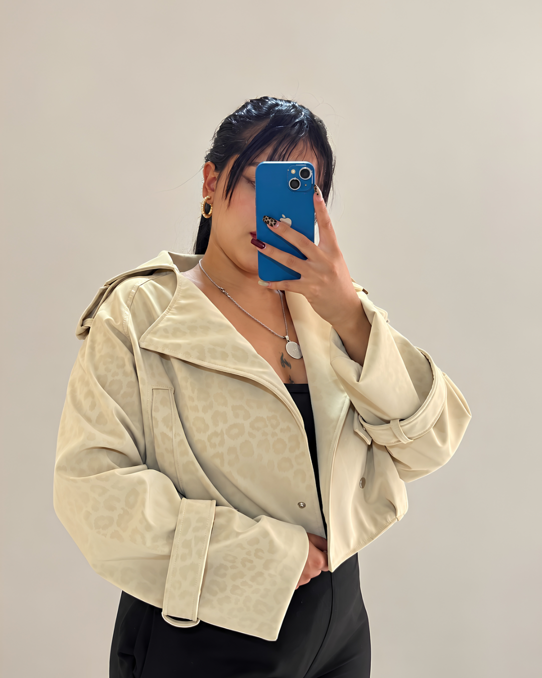 Chaqueta cuero leopardo