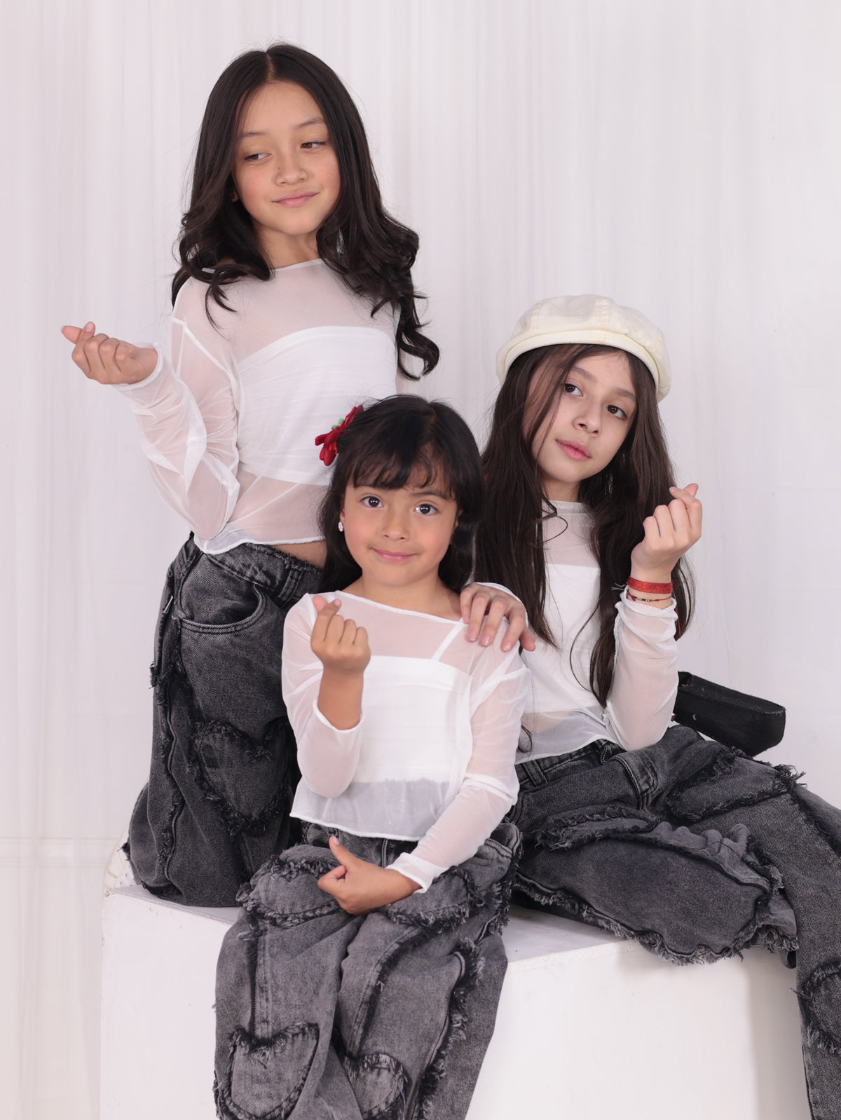 KIDS Jean corazones + strapple + buzo malla kids