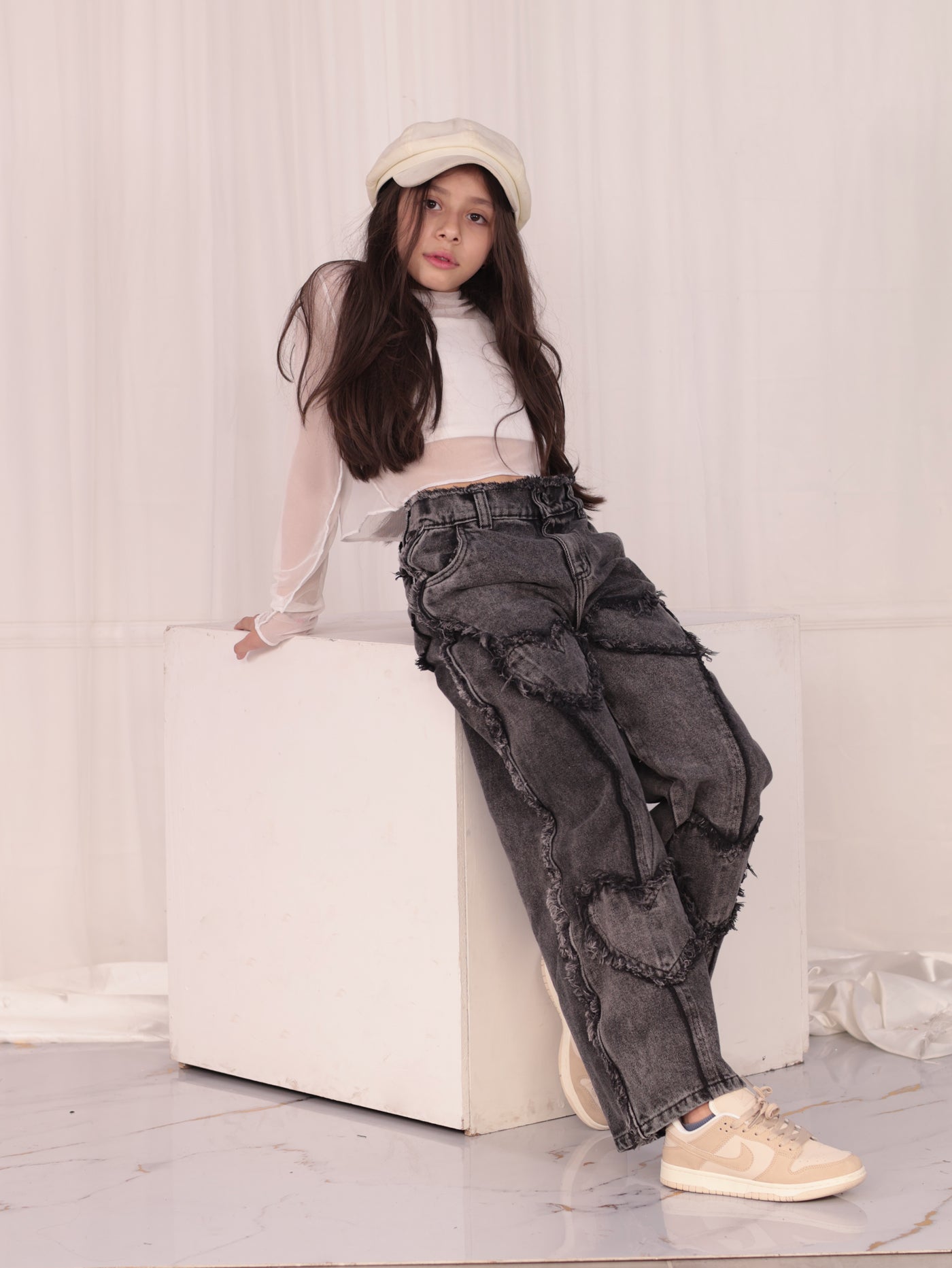 KIDS Jean corazones + strapple + buzo malla kids