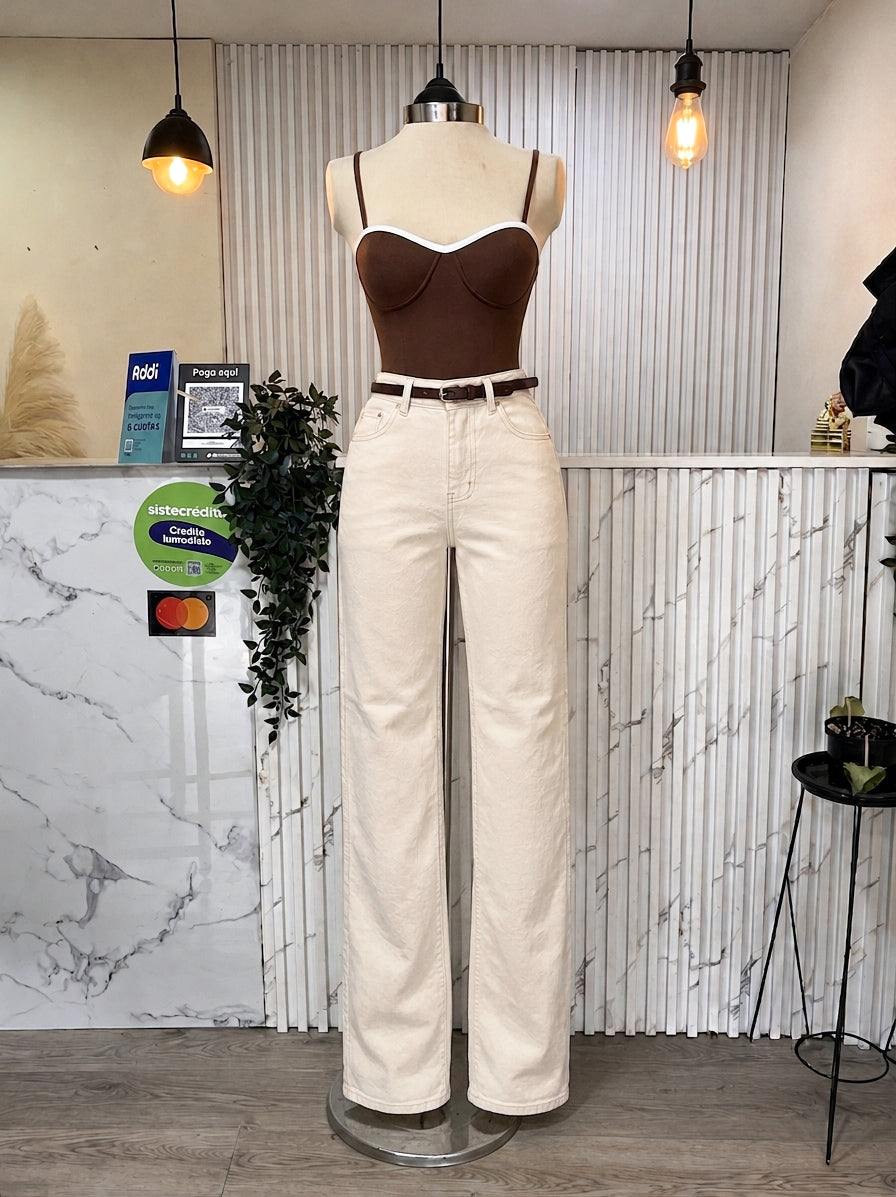Combo Jean crema + body Amelia