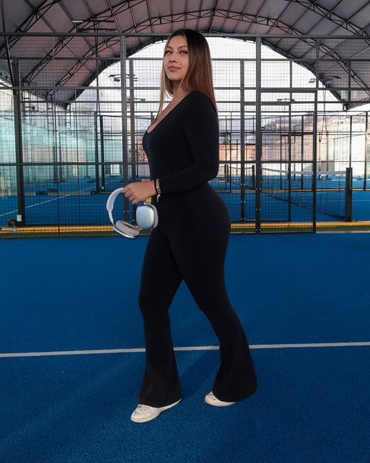 Enterizo manga larga escote