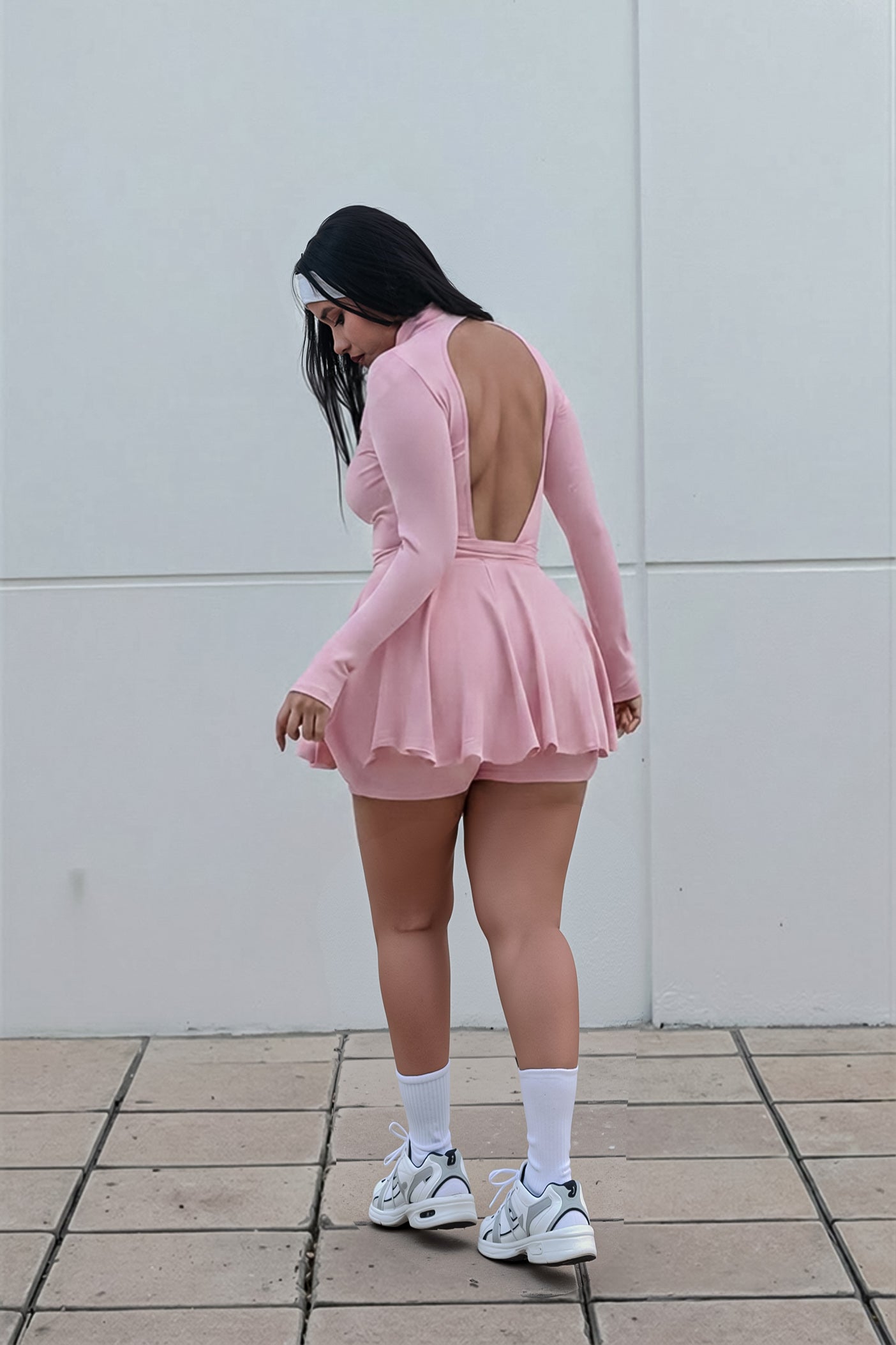 Enterizo escote espalda + falda circular