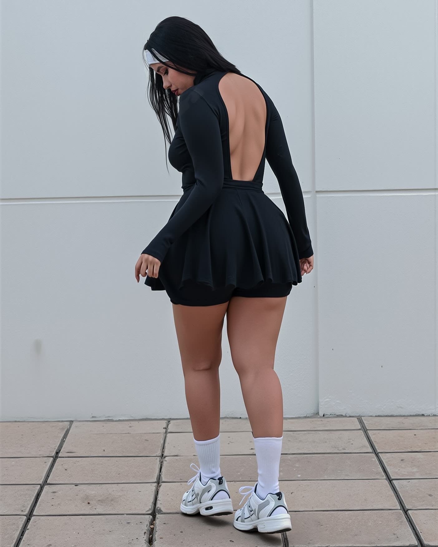 Enterizo escote espalda + falda circular