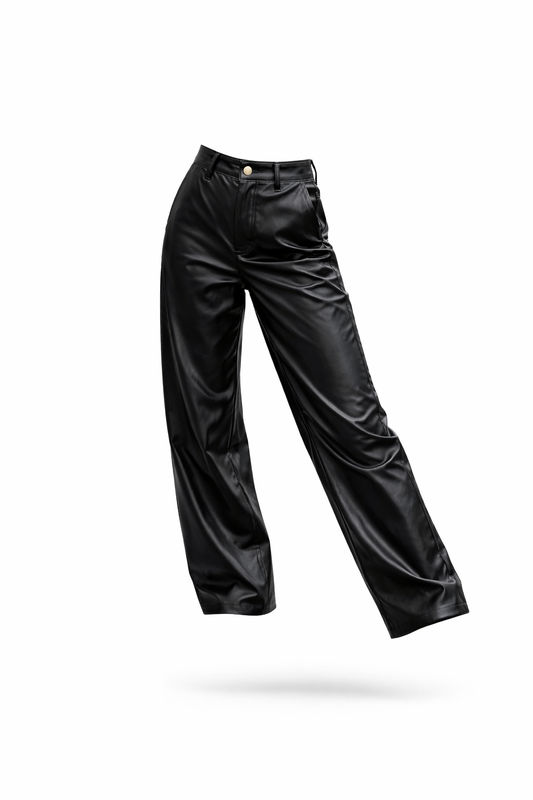 Pantalon wide leg cuero