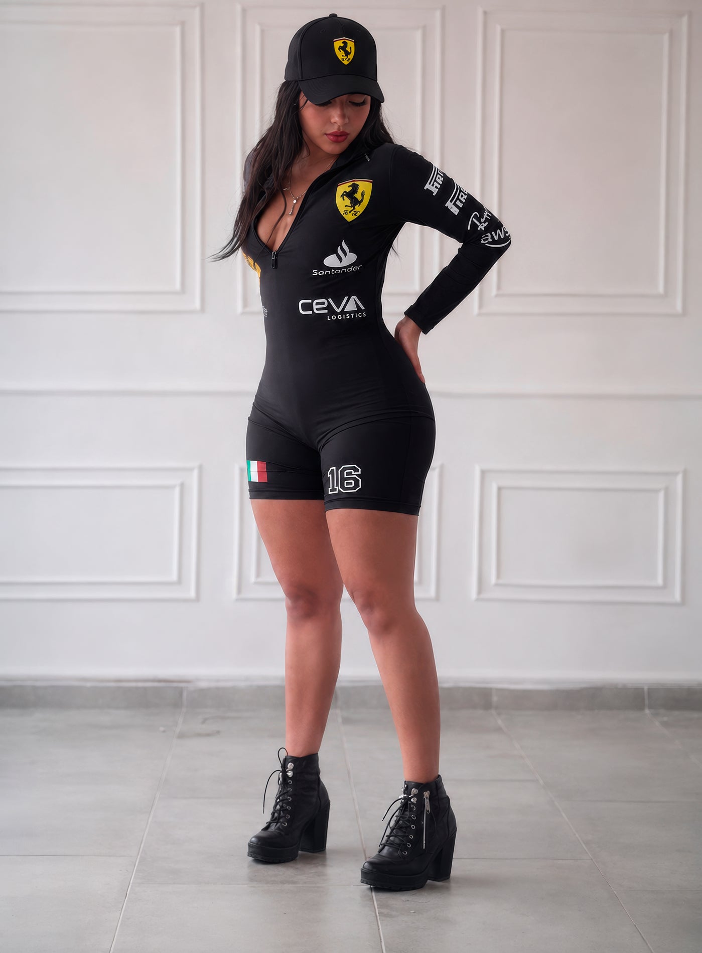 Disfraz Enterizo Ferrari F1 Negro