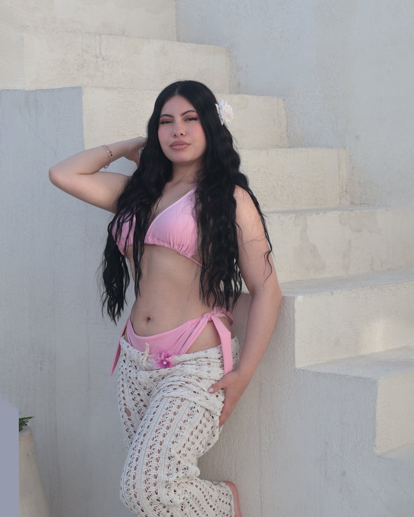 Pant tejido + traje de baño