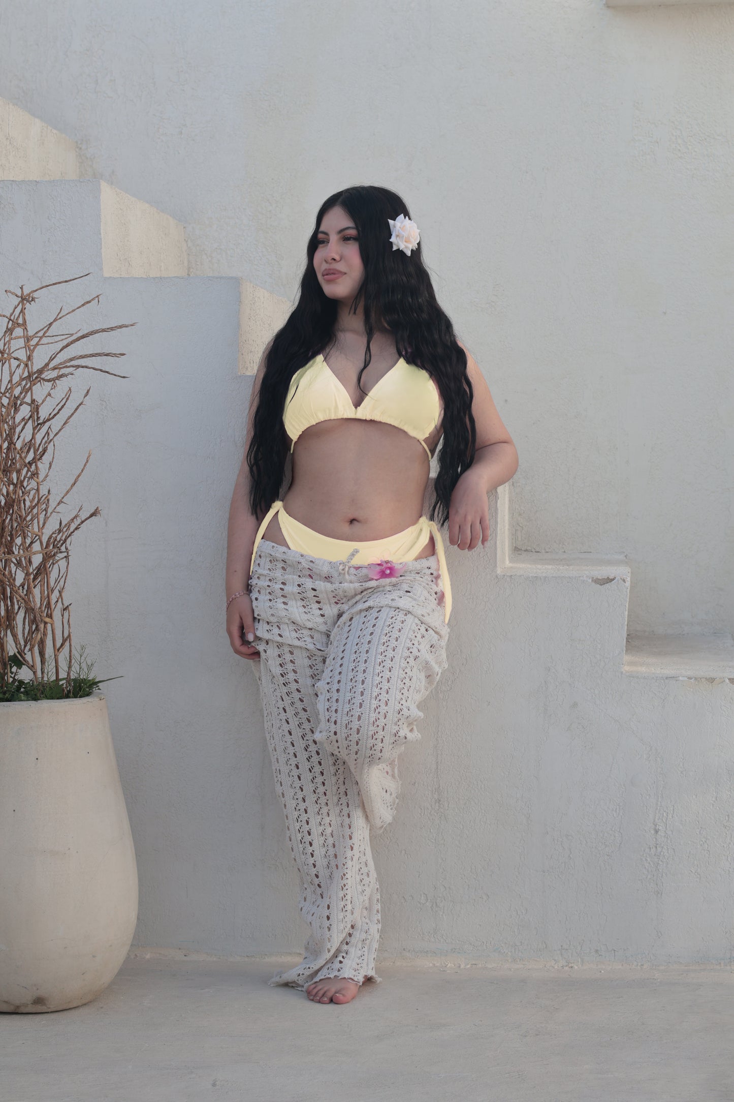 Pant tejido + traje de baño